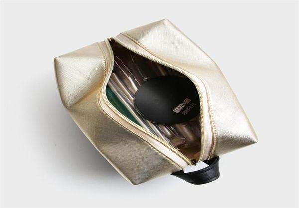 

maange litchi stria pattern black gold cosmetic brush bag women portable zipper cosmetic bag makeup bags organizer travel accessor4090215