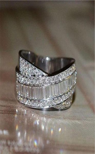 

size 610 handmade sell luxury jewelry 925 sterling silver princess cut white z cz diamond cross ring birthstone women wed6050143, Slivery;golden