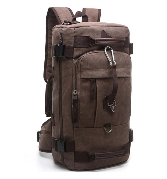 

new backpack men vintage canvas backpack bucket shoulder bag large capacity man travel bag mountaineering rucksacks9745555