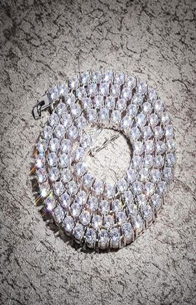 

solid 925 sterling silver men039s ladies tennis chain 1822quot 3mm 4mm 5mm iced hip hop cubic zirconia one row necklace6083964, Black