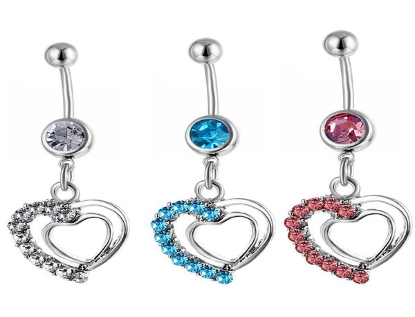 

d0138 heart belly navel button rings mix colors01234569261736, Silver