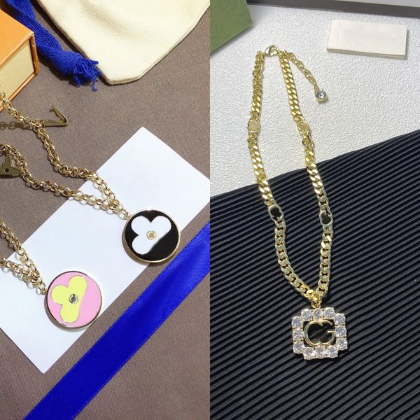 

classic designer letter pendant necklaces rhinestone diamond necklace shiny diamond long pendant necklaces for women birthday gift y23188, Silver