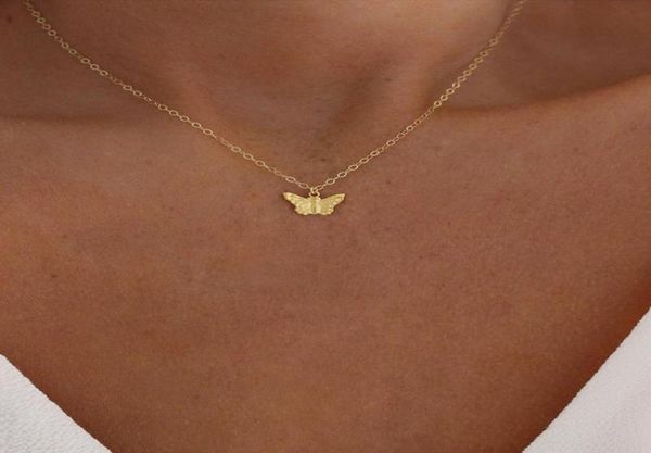 

lovely butterfly pendant necklace link chain gold silver tone fashionable lariat necklaces4615612