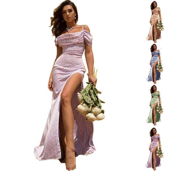 

small floral slit dress summer womens clothing sling women, Black;gray