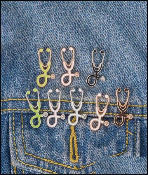 

pins brooches jewelry nurse doctor stethoscope enamel brooch pins creative lapel badge for women men girl boy fashion gift drop de1479410, Gray