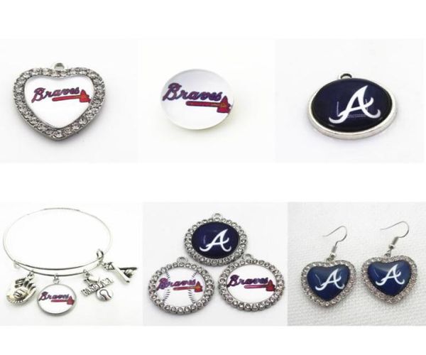 

us baseball team atlanta dangle charm diy necklace earrings bracelet bangles buttons sports jewelry accessories1925575, Bronze;silver