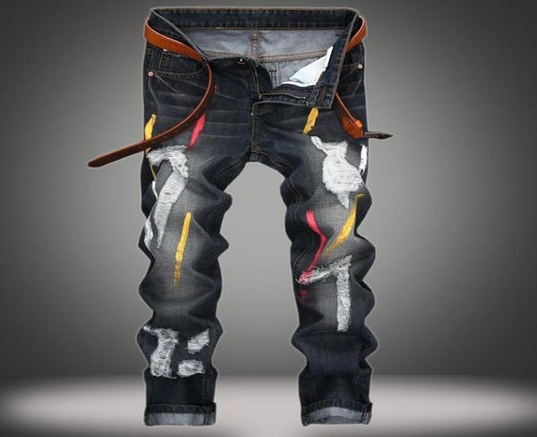 

new arrival jeans men slim fit ripped jeans men streetwear hip hop denim pants men039s clothes whole dropshipp6286697, Blue