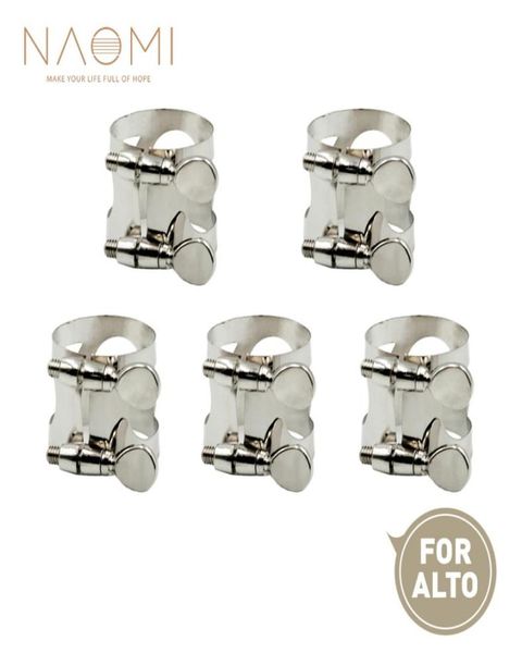 

naomi 5pcs alto sax mouthpiece ligature metal ligature for alto saxophone mouthpiece with double screws silver color new2926666