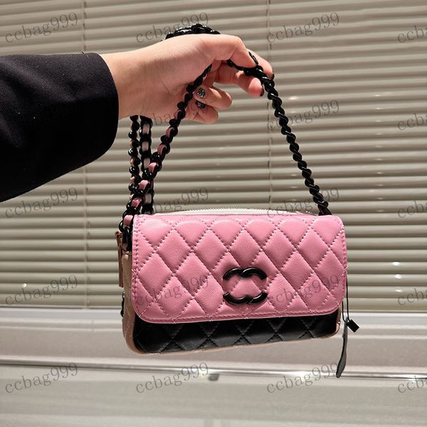 

designer womens shoulder bag caviar bag leather rhombock slit clamshell double color handbag crossbody bags makeup case luxury brand princes