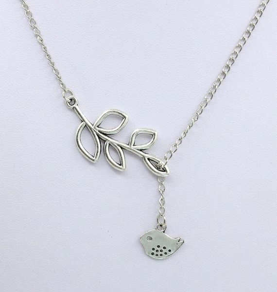 

factory simple silver color leaf bird pendant necklace fashion women metal jewelry necklaces link chain choker necklace3480288