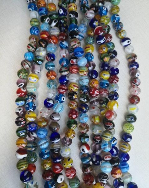 

10mm millefiori glass loose round bead 10mm hole for jewelry project4 colors1316159, Crystal