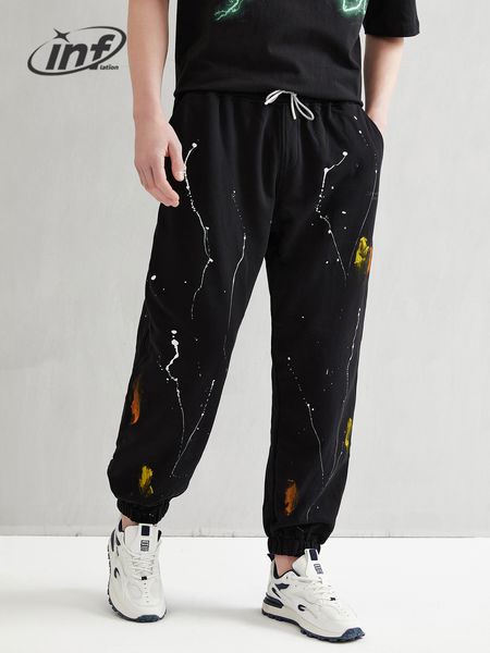 

men's pants inflation high qulaity black jogger pants splash ink sweatpants 230712