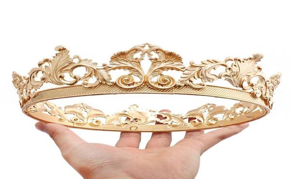 

hair clips barrettes baroque vintage king crown for men full round royal big gold tiaras and crowns prom party costume prince ac6037744, Golden;silver