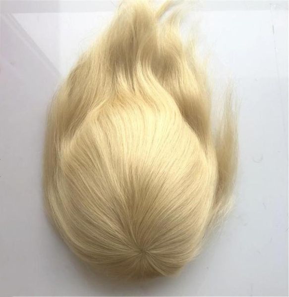 

blonde men toupee full skin pu toupee for women brazilian virgin human hair toupee 613 straight men hairpiece replacement system7243402, Black