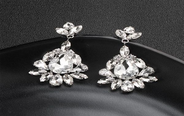 

2018 fashion water drop crystal long drop earrings women wedding jewelry clear bride dangle earrings holiday gifts jcc0586579002, Silver