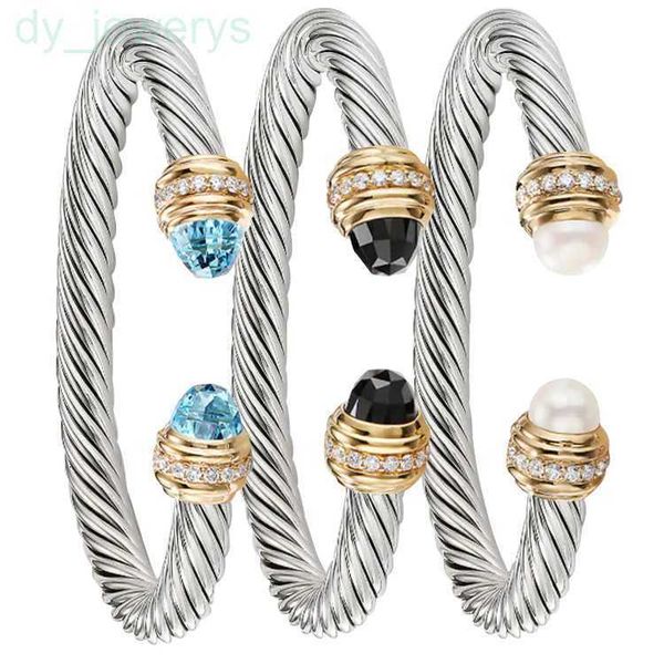 

designer bracelet dy luxury twisted pearl head women fashion versatile twist bracelets jewelry wedding gifts 5mm, Black
