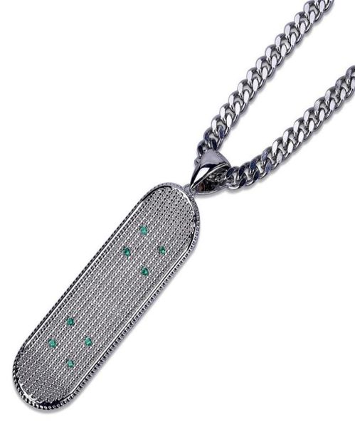 

fashion men 18k gold plated skateboard pendant necklace designer hip hop rap rock jewelry 60cm link chain punk necklaces for mens9830129, Silver