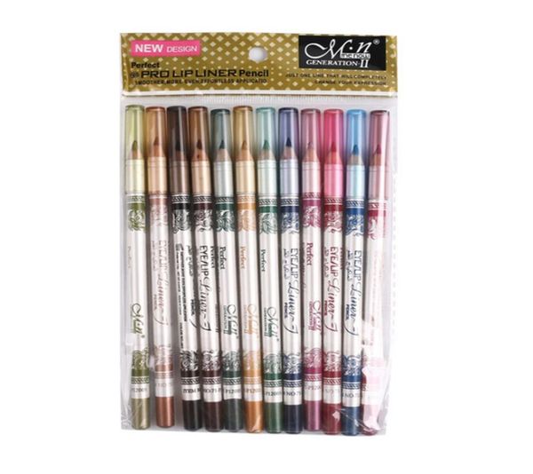 

menow 12pcspack 2 in 1 colored eyeliner pencil 12 colors lip pencil longlasting waterproof makeup cosmetic set eye liner eyes sh1547515