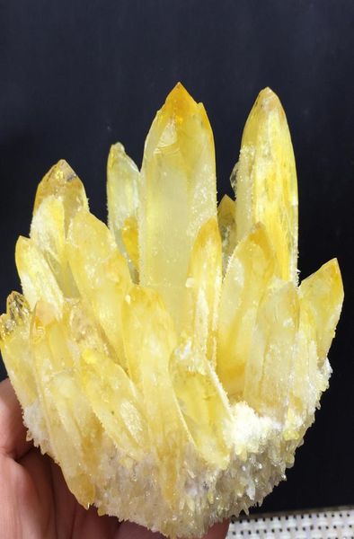 

new find yellow phantom quartz crystal cluster mineral specimen healing1239122, Black