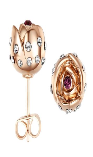 

yoursfs 6 pairsset flower rose studs earrings unique fashion jewelry 18 k gold plated crystal wedding jewelry gift5848858, Golden;silver