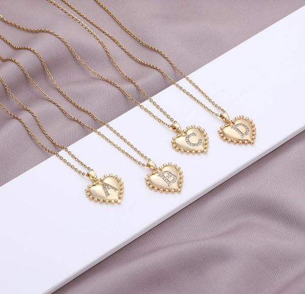 

chains letter pendant necklace for women gold color chain 26 alphabet initial rhinestone heart necklaces female jewelry bijoux3975393, Silver