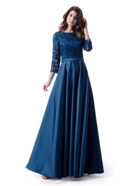 

lace satin modest bridesmaid dresses long with 34 sleeves aline country lds wedding bridesmaid robes custom made new floor le8896290, White;pink