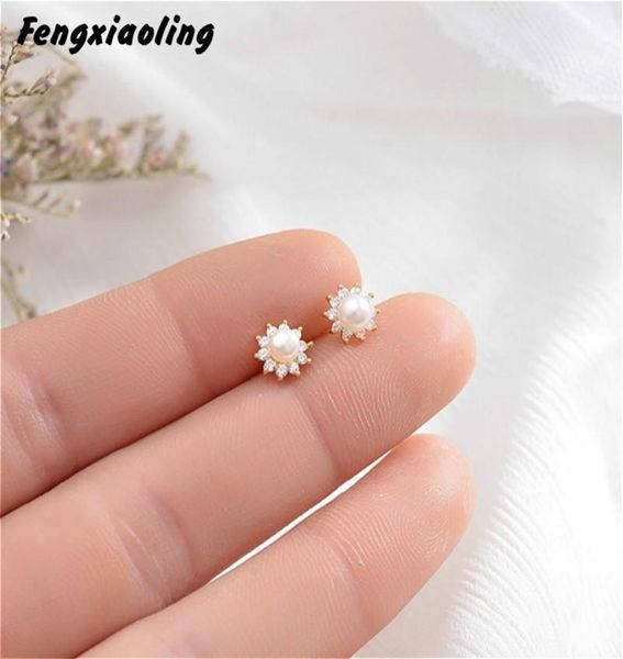

100 925 sterling silver flowers earrings exquisite sun flower shell beads stud for women fashion jewelry 2202117801933, Golden;silver