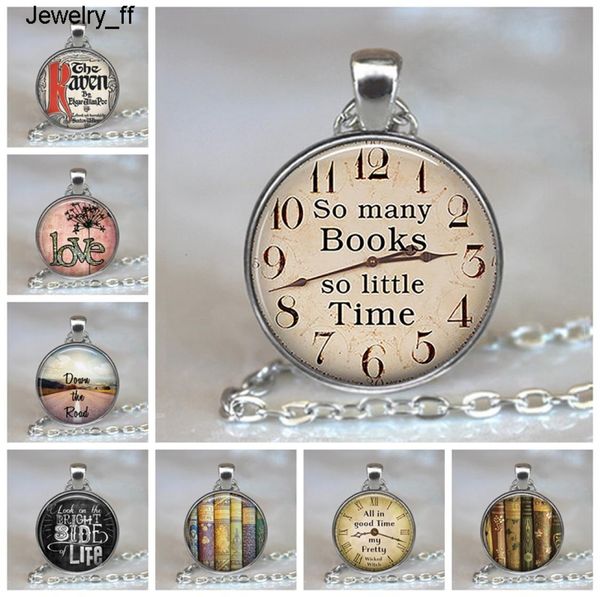 

so many books so little time pendants quote alice in wonderland handmade pendant necklace glass cabochon jewelry accessories3621244, Silver