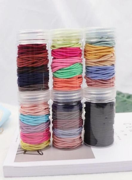 

100pcs bottle 4cm elastic rubber bands 2mm thick colourful thin basic kids girls women hair accessories cute tie gum hair rope6425446, Slivery;white