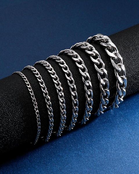 

34568911mm stainless steel classic cuban curb chain bracelet men male cool never fade2754327, Golden;silver