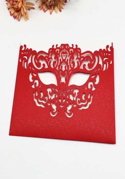 

25pcs lot hollow laser cut mask pattern envelope wedding invitation cards engagements business fancy dress invitation cards4586075, Black
