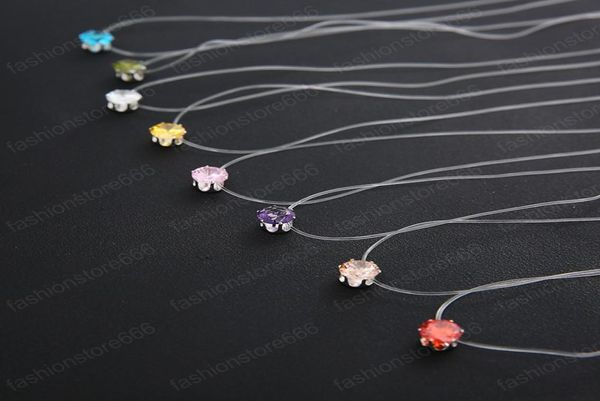 

teardrop torques 2020 transparent fishing line jewelry golden necklace torques clavicle invisible woman necklace9710065, Silver
