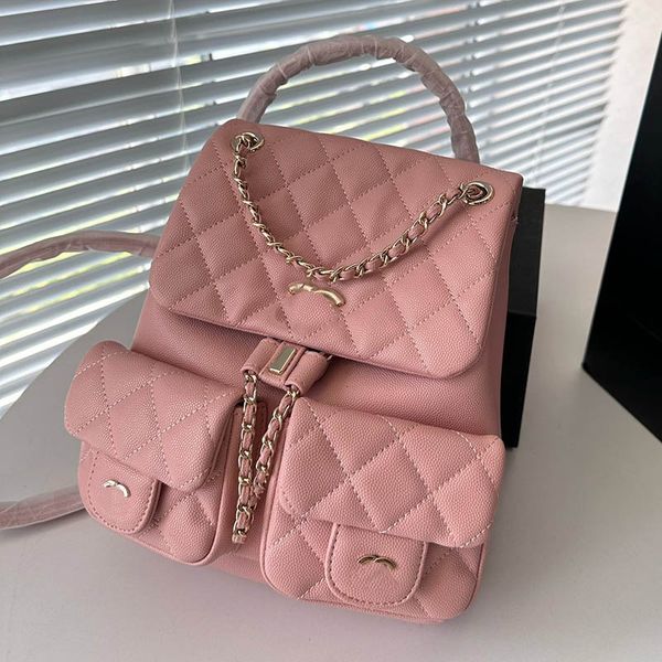 

classic flap multi pocket women cute backpack caviar leather diamond lattice quilted luxury handbag vintage shoulder crossbody designer bag