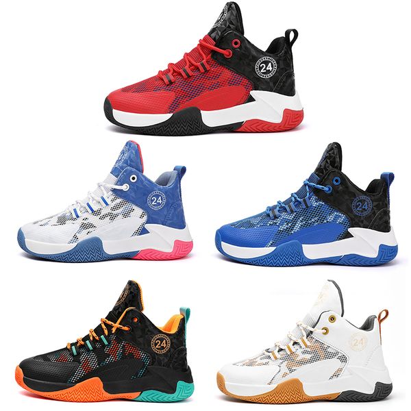 

2023 kid basketball shoes boy girl breathable mesh white blue black orange red golden trainers outdoor sports teenagers