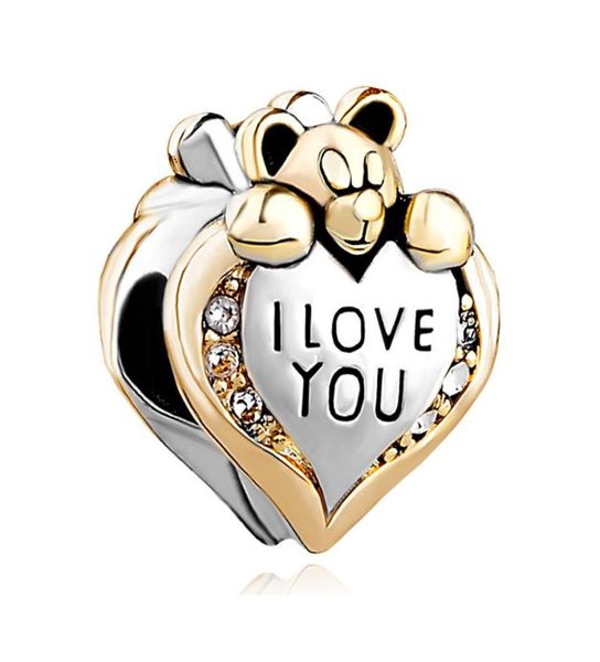 

metal slider spacer large hole wholesale i love you bear european bead fit chamilia biagi charm bracelet3145870, Black
