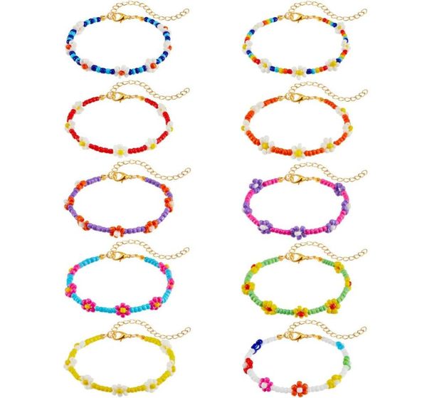 

beaded strands l colorf daisy flower bead bracelets y2k jewelry aesthetic anklet handmade anklets boho beach summer brai yzedibles4868886, Black