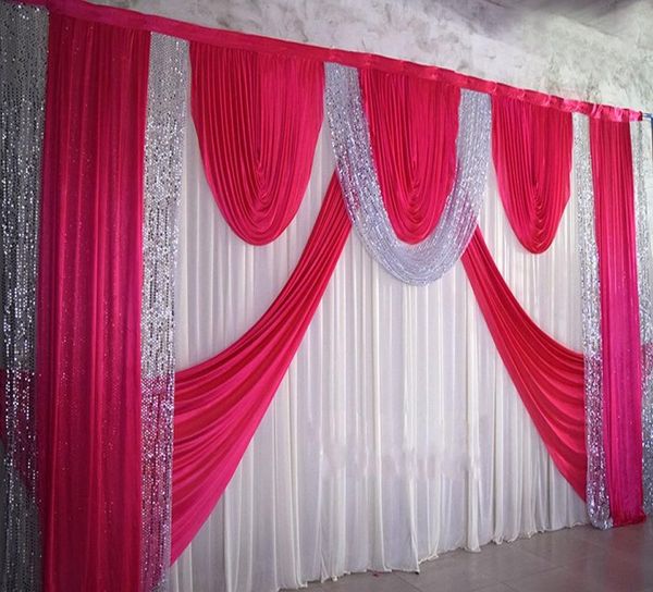 

36m wedding party stage celebration background satin curtain drape pillar ceiling backdrop marriage decoration veil wt0169552458