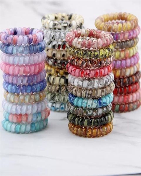 

telephone wire hair ring cord gum hair tie snake print elastic girls hair bands rubber ropes bracelet stretchy6809768, Slivery;white