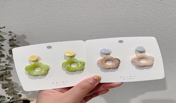 

japanese and korean new mixed color drop glaze petals fresh and simple summer earrings women long earrings whole6413149, Golden
