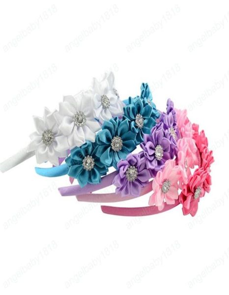 

lovely children girls rhinestone four flowers exquisite hairband hair accessories cute tiara kids girls headband headwear8732071, Slivery;white