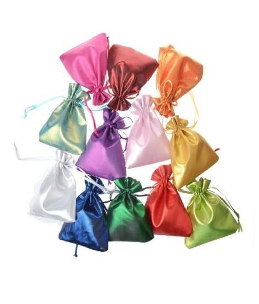 

satin gift bags drawstring 10x12cm candy pouches jewelry holders9414133, Pink;blue