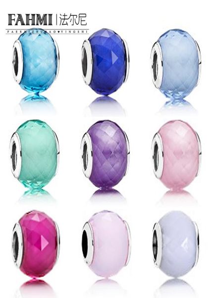 

fahmi 100% 925 sterling silver charm petite facets s charm purple cz murano glass bead new sky blue crystal murano glass bead9804855, Black