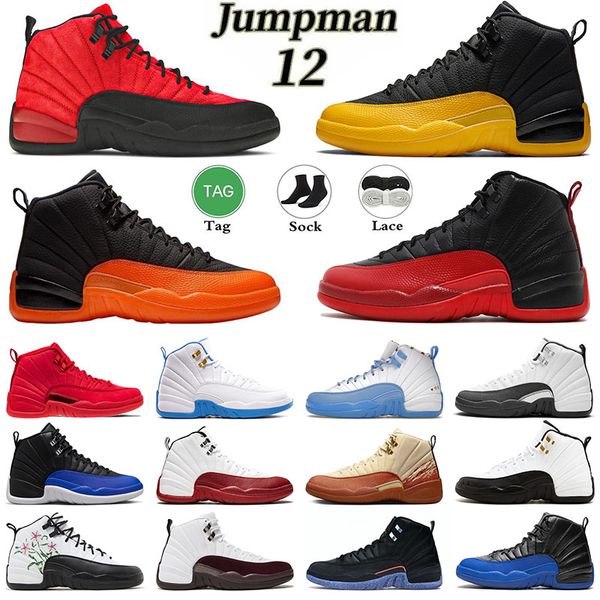 

new arrival indigo 12 12s jumpman basketball shoes university gold brilliant orange reverse flu game iridescent reflective sunrise cny mens