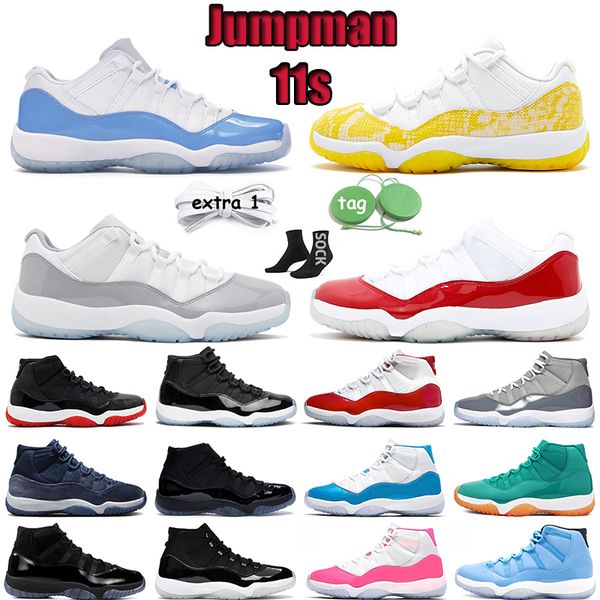 

og original jumpman 11 low basketball shoes sports sneakers cherry 11s white jade blue white cement yellow snakeskin cool gray pink cap and