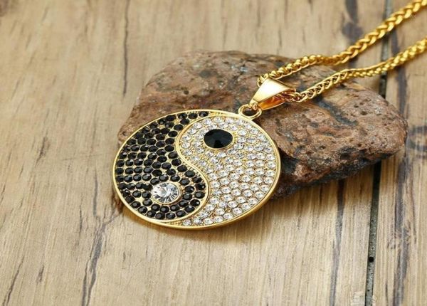 

pendant necklaces yin yang men necklace round charm black and white set of 2 out choker hop rock jewelry182675287296677, Silver