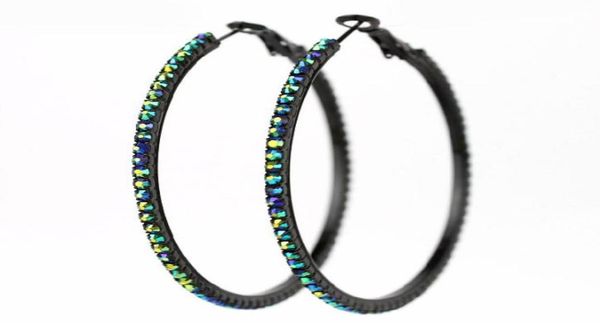 

new fashion large hoop earrings ab colorful diamond beads 70mm6996923, Golden;silver