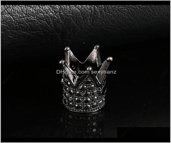 

drop delivery 2021 jewelry findings components fashion diy micro pave rhinestone gold sier plated alloy crown charms 5438977, Bronze;silver