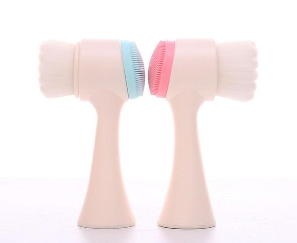 

doubleside face cleaning brush 3d silicone facial deep pore cleaner blackhead removal massage makeup brushes skin care soft hair5383990
