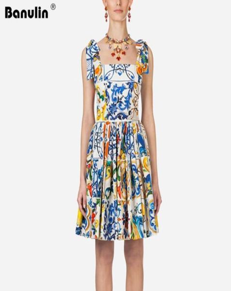 

runway women summer dress bow spaghetti strap backless blue and white porcelain floral print mini dress vestido mujer verano12638477, Black;gray