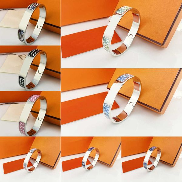 

luxury bracelet her max designer bracelet bangles h letter cloisonne enamel stainless steel bracekets jewelry bangle for women mens togglecl, Black